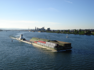 The Chief with barges